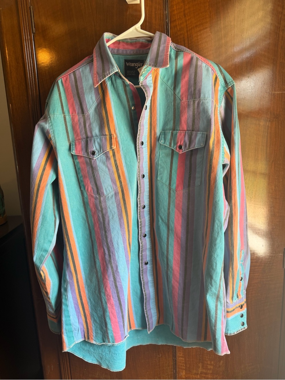 Wrangler Men's Multicolor Vertical Stripe Shirt Vintage Brushpopper